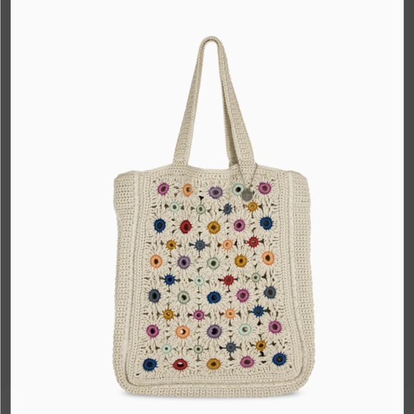 The Sak Handbags - The Sak Crochet Floral Tote in Cream with Multicolor Flowers